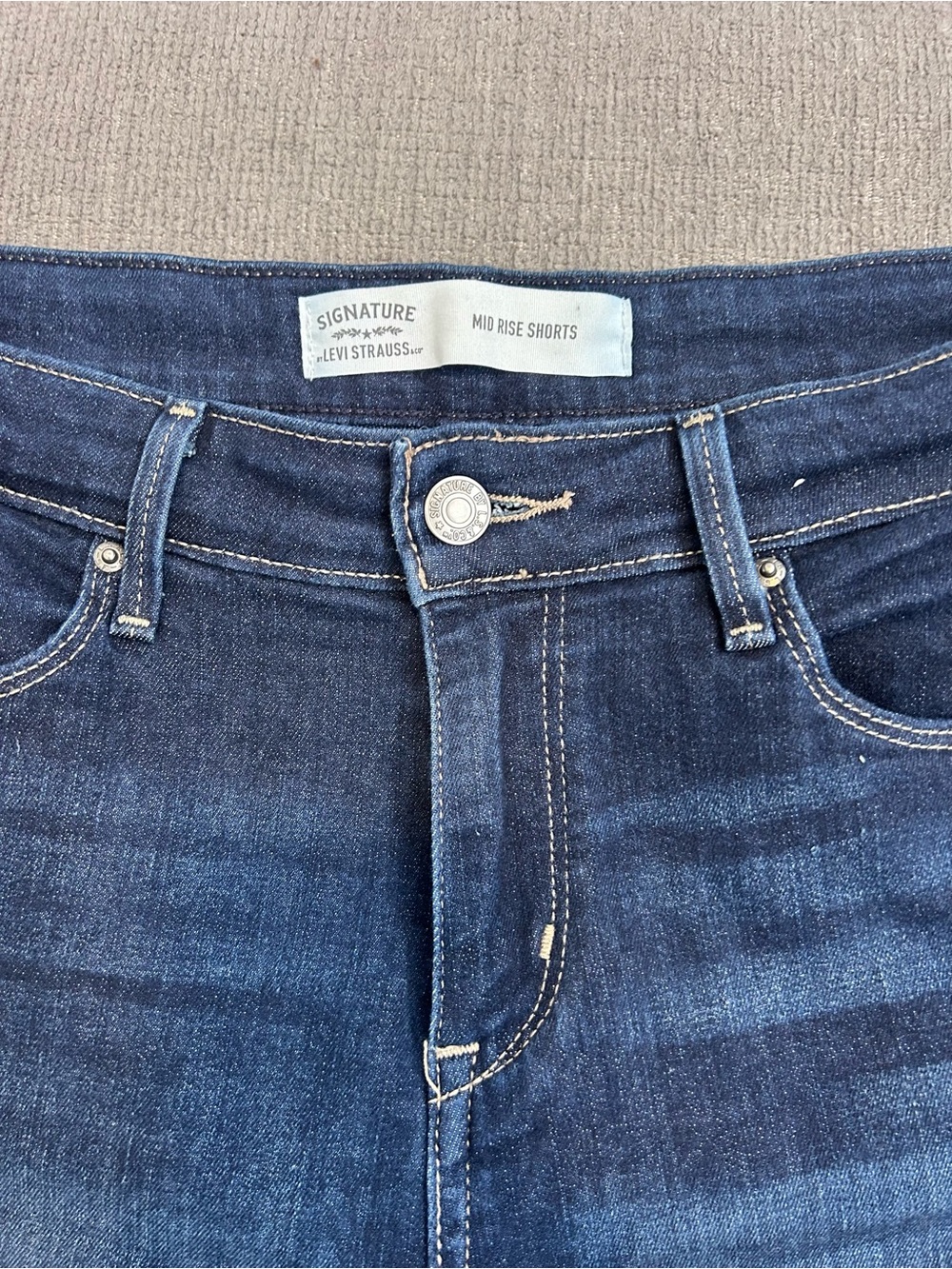 Signature by Levi Strauss Dark Blue Rolled Hem Denim Shorts - Picture 5 of 8